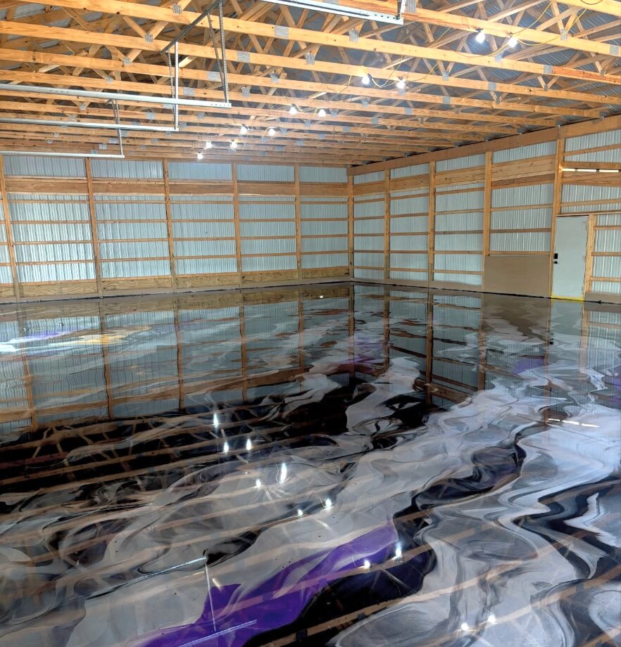 Tan custom epoxy floor at XPS Epoxy Supply, South Jersey